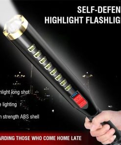 Rechargeable LED Baseball Bat Flashlight – Durable ABS Plastic Body with COB Side Light, USB Charging, Multiple Light Modes & Personal Safety Use