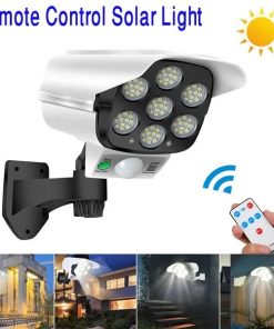 77 LED Solar Security Light with Dummy Camera – PIR Motion Sensor Waterproof Outdoor Wall Lamp with Remote Control, 3 Lighting Modes & Adjustable Angle