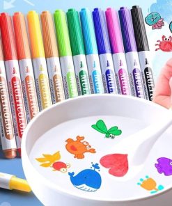 Magical Water Painting Pen Set – 12 Pcs Double-Ended Floating Marker Pens, Multicolor Doodle & Creative Drawing Educational Art Toy for Kids