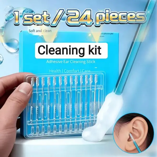 24 Pcs Reusable Silicone Sticky Ear Wax Removal Sticks – Washable Ear Cleaning Earbud Tools for Adults & Kids