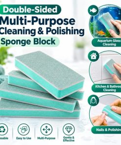 2 Pcs Double-Sided Multi-Purpose Cleaning & Polishing Sponge Block – Reusable Scrubber for Aquarium Glass, Kitchen, Bathroom Tiles, Windows, Nails, Jewelry, Wood, Glass & DIY Crafts (2 Pcs)