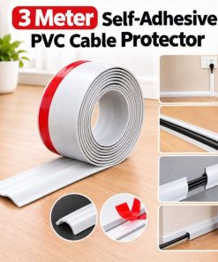 3 Meter Self-Adhesive PVC Cable Protector – Flexible Floor & Wall Cord Cover, Wire Hider, Cable Management Duct & Raceway for Home, Office, TV & Computer (1 Roll)