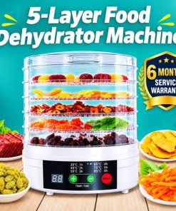 5-Layer Food Dehydrator Machine – Digital LED Touch Control,Electric Fruit, Vegetable & Meat Dryer with Adjustable 35–70°C Temperature, 360° Hot Air Circulation, Transparent Trays & Stackable Design