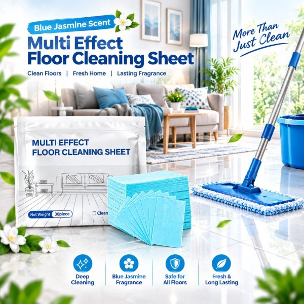30 Pcs Multi-Purpose Water-Soluble Cleaning Sheets – Concentrated Household Cleaner for Floor, Kitchen, Bathroom, Sofa, Furniture, Tiles, Glass & Household Surfaces
