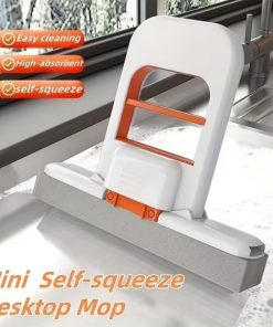 Mini Foldable Desktop Mop – Self-Squeeze Sponge Cleaning Mop for Wet & Dry Use, Portable Handheld Cleaner for Kitchen, Bathroom, Glass, Windows, Mirrors & Small Spaces
