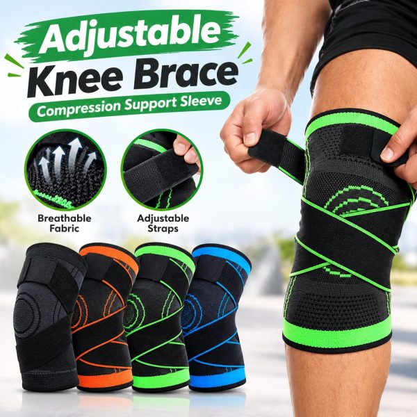 2 Pcs Adjustable Knee Compression Brace for Knee Pain Support – Breathable Elastic Knee Sleeves with Adjustable Straps for Men & Women (1 Pair)