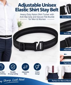 Adjustable Unisex Elastic Shirt Stay Belt – Heavy-Duty Nylon Shirt Tucker with Anti-Slip Grip and Secure Flat Buckle for Men & Women