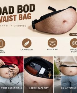 Funny Dad Bod Beer Belly Waist Bag – 3D Realistic Fake Belly Waist Bag with Adjustable Strap & Zipper Pocket for Parties, Travel & Novelty Gag Gifts