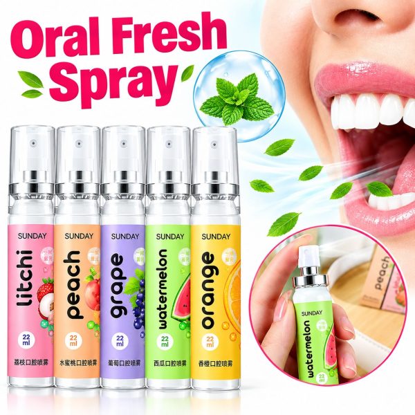2 Pcs Fruit Flavour Oral Fresh Spray – 22ml Natural Herbal Mouth Freshener for Instant Fresh Breath & Everyday Bad Breath Oral Care Mist (2 Pcs)