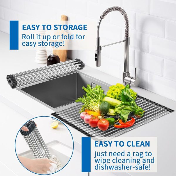 Rollable  Stainless Steel Sink Drying Rack – Multifunctional Kitchen Dish Drainer for Fruits, Vegetables & Dishes