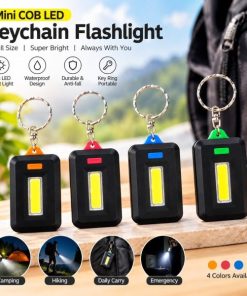Mini COB LED Keychain Flashlight – 3-Mode Waterproof Portable Torch Light with Key Ring for Camping, Hiking & Emergency Use