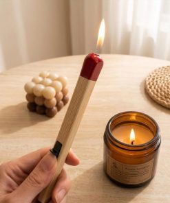 Cute Match Stick Shaped Butane Gas Lighter, Windproof Long Handle Multipurpose Igniter for Kitchen, Candles and Outdoor Use