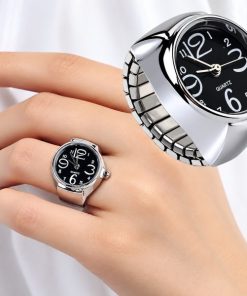 Unisex Fashion Ring Watch – Creative Circular Dial Quartz Finger Watch with Alloy Shell, Stylish Finger Ring Wrist-Free Watch for Men, Women & Couples