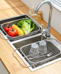 Extra Large Adjustable Stainless Steel Over Sink Colander Basket – Expandable Kitchen Sink Strainer for Fruits, Vegetables & Food Draining (37–51.5cm)