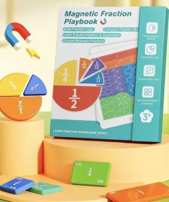 Magnetic Fraction Tiles & Circles Learning Set – 102 Pcs Educational Math Manipulatives with Demonstration Book for Kids