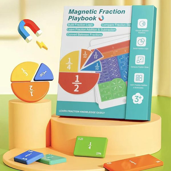Magnetic Fraction Tiles & Circles Learning Set – 102 Pcs Educational Math Manipulatives with Demonstration Book for Kids